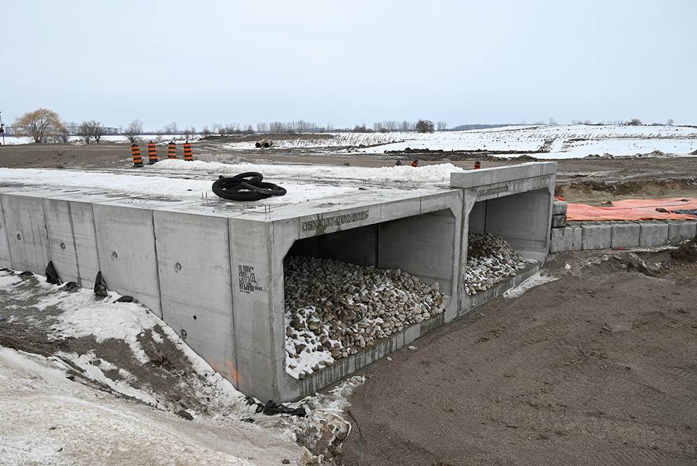 job site with 4-cells box culverts installed