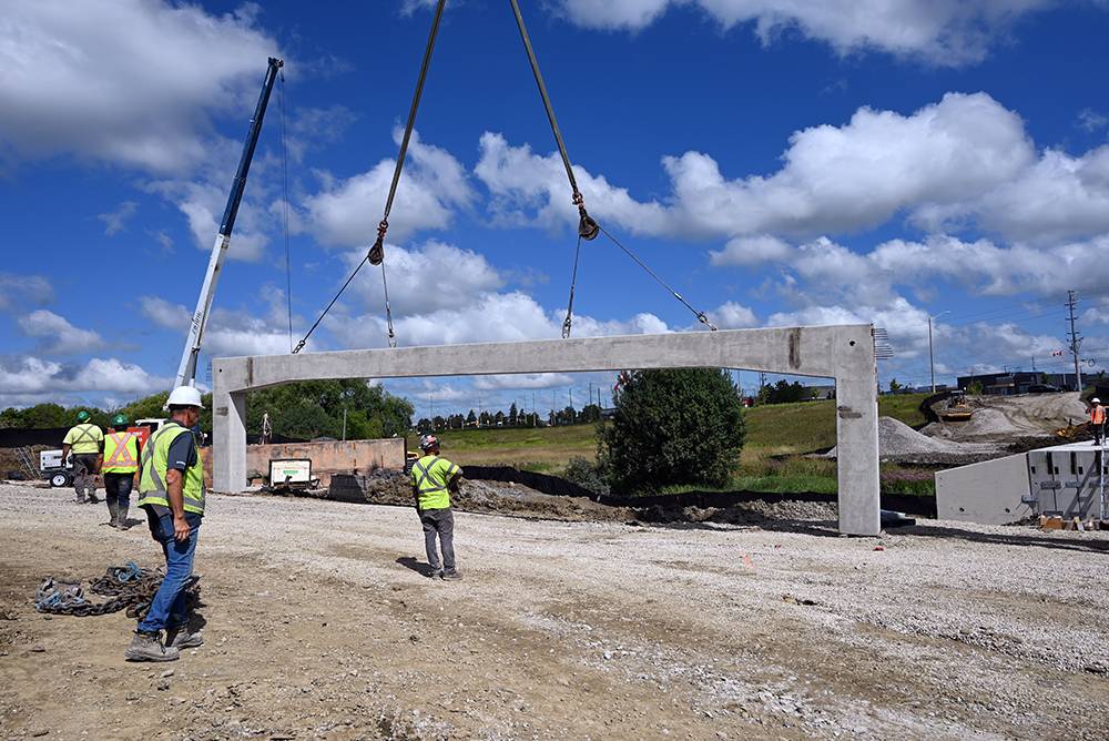 18-metre unit hanging from a crane