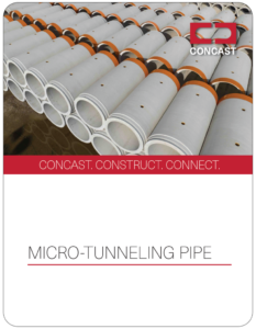 The Cover of Concast's Micro-Tunneling Pipe brochure.