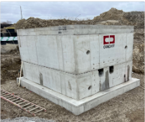 a precast concrete structure in a construction site.