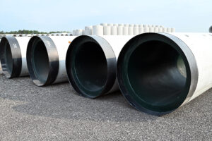a row of micro-tunnel pipe with green coating