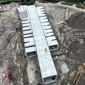 aerial view of a three-cell culvert